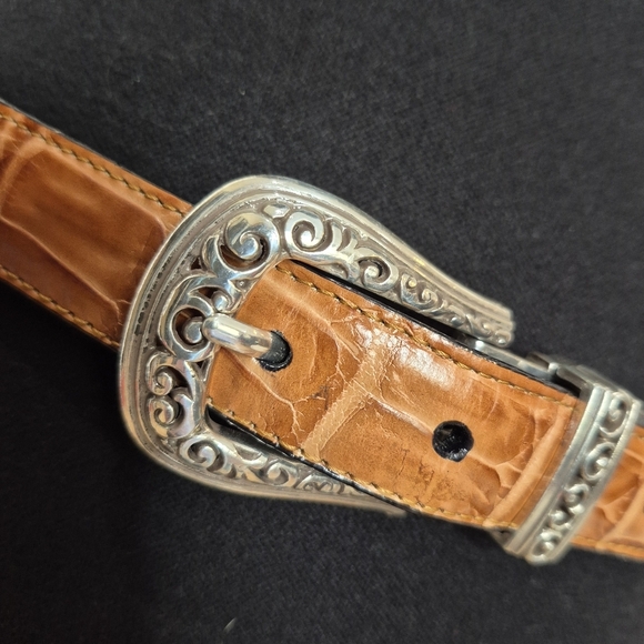 Brighton 3-Way Reversible Tan & Black Croc Embossed Leather Belt - Size 34 / L - Picture 8 of 16